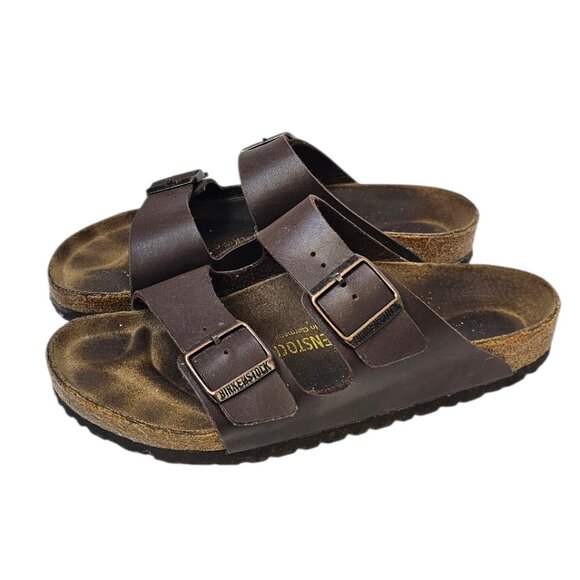 Birkenstock Womens Arizona Leather Sandals, Brown, Slides, Buckle, Size 9 - Picture 1 of 8
